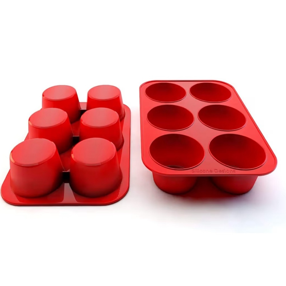 Kitchen HQ Silicone Muffin Pan Red Jumbo BPA-Free Non-Stick Cupcake Maker - Picture 5 of 7